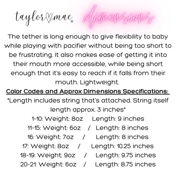 TAYLOR MAE® Non-Toxic BPA Free Pacifier Clips Tethers Holder Baby Teethers - Picture 11 of 17